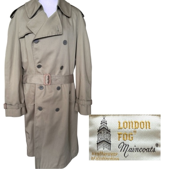 London Fog Other - Vintage London Fog Tan Trench Coat Removable Zipped Lining Sz 44R Large